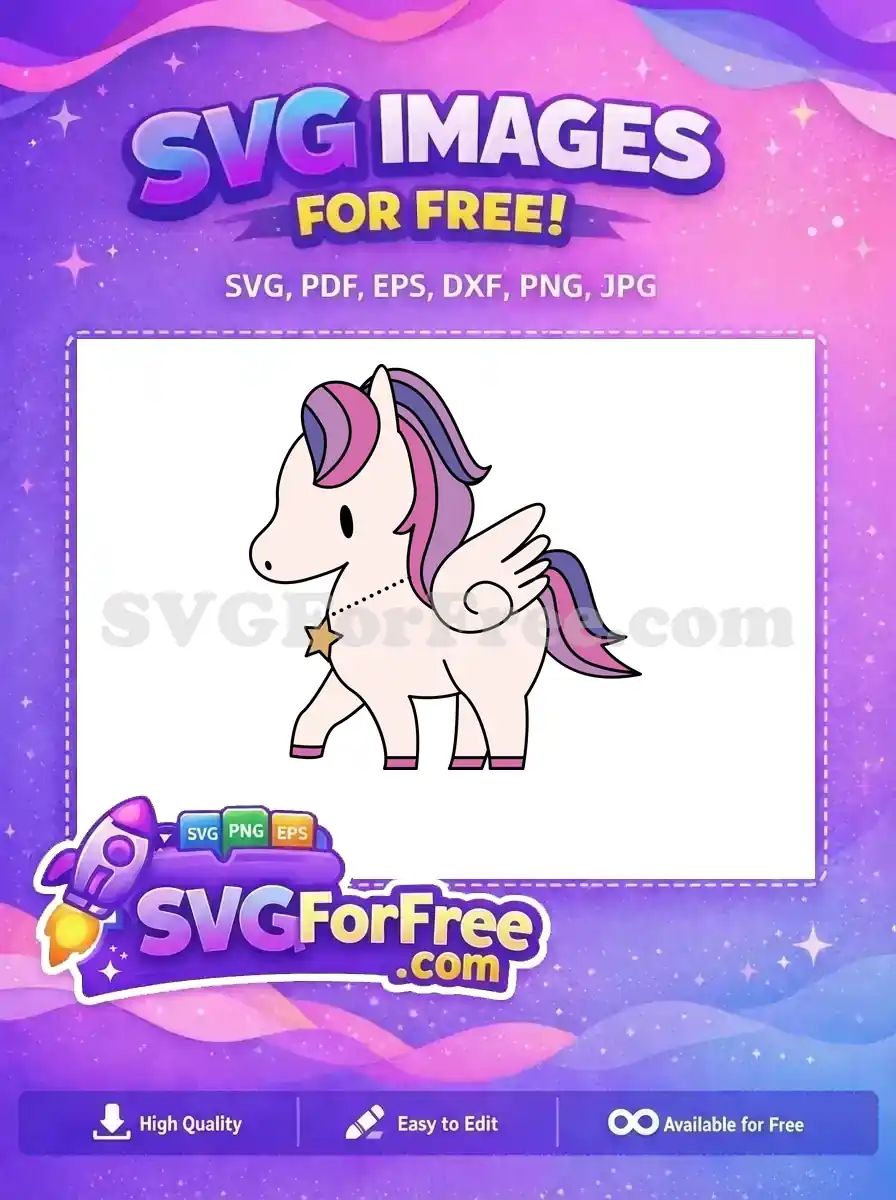 Free Cute Unicorn Free Star Necklace Cartoon Free SVG