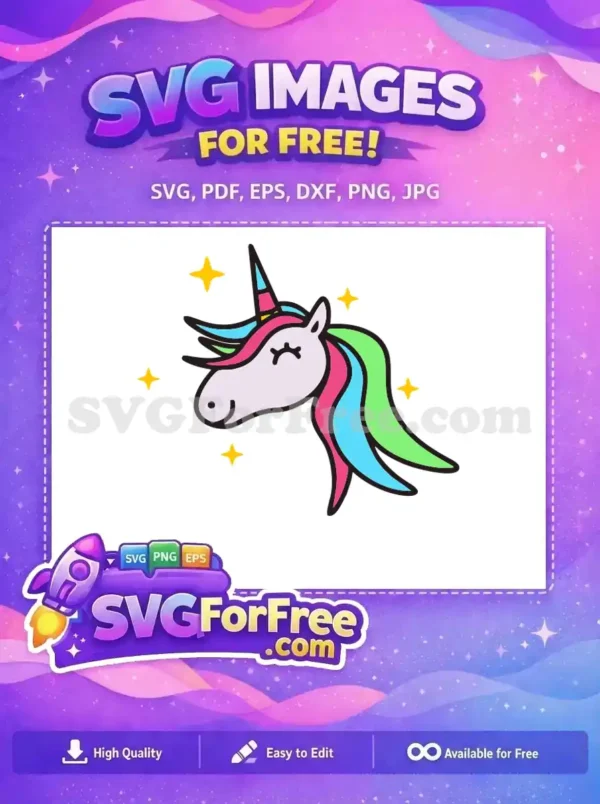 Free Smiling Unicorn Free Colorful Mane Magical Free SVG Free Smiling Unicorn Free Colorful Mane Magical Free SVG