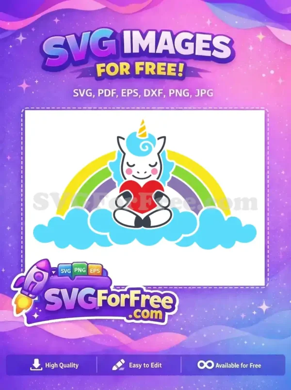 Free Meditating Unicorn Heart Free Rainbow Clouds Scene Free SVG Free Meditating Unicorn Heart Free Rainbow Clouds Scene Free SVG