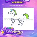 Free White Unicorn Stars Free Green Mane Cartoon Free SVG - Instant Download