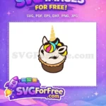 Free Cute Cupcake Free Unicorn Horn Party Free SVG - Instant Download