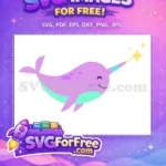Free Smiling Narwhal Free Sparkle Horn Cute Free SVG - Instant Download