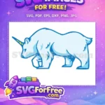 Free Blue Outline Free Golden Horn Walking Bear Free SVG - Instant Download