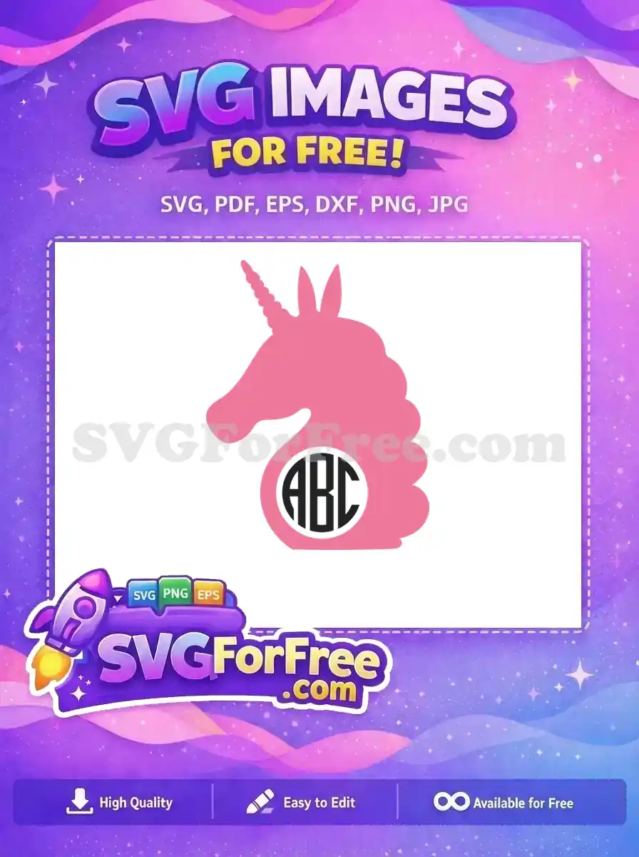Free Pink Unicorn Monogram Free Cute Design Free SVG