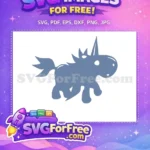 Free Blue Unicorn Silhouette Free Fantasy Character Walking Free SVG - Instant Download