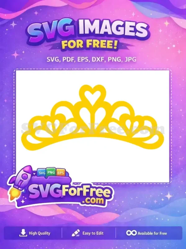 Free Golden Heart Tiara Free Princess Crown One Free SVG Free Golden Heart Tiara Free Princess Crown One Free SVG