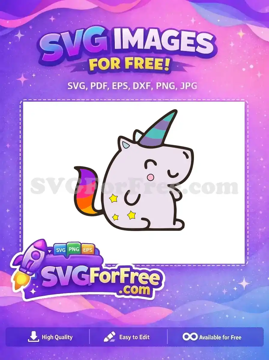 Free Smiling Stars Free Rainbow Tail Unicorn Free SVG