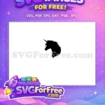 Free Black Silhouette Free Head Unicorn Magical Free SVG - Instant Download