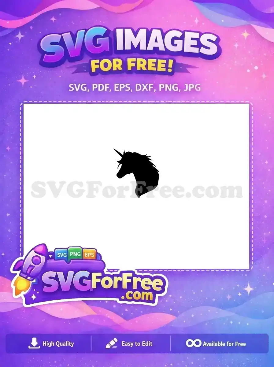Free Black Silhouette Free Head Unicorn Magical Free SVG