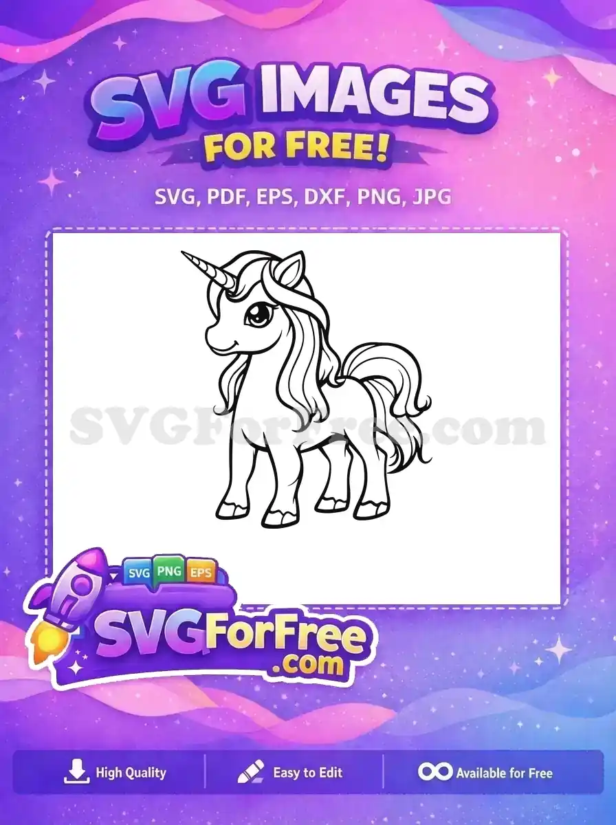 Free Cute Unicorn Free Smiling Face Unicorn Free SVG
