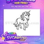 Free Flowing Mane Free Curled Tail Unicorn Free SVG - Instant Download