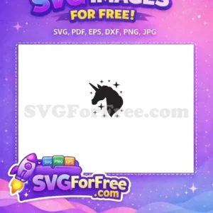 Free Black Silhouette Unicorn Free with Stars Magical Free SVG