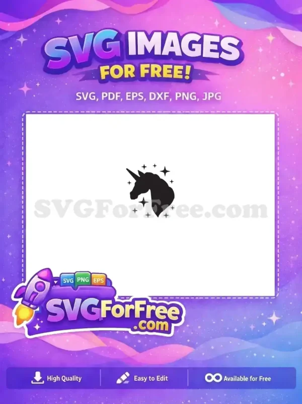 Free Black Silhouette Unicorn Free with Stars Magical Free SVG