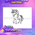 Free Flowing Mane Free Fantasy Horn Unicorn Free SVG - Instant Download