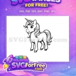 Free Cute Mane Free Cartoon Unicorn Silhouette Free SVG - Instant Download