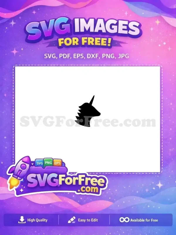 Free Black Silhouette Free Unicorn Head Profile Free SVG 3
