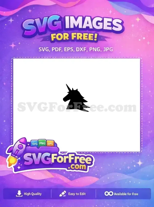 Free Black Silhouette Unicorn Free Head Profile Magical Free SVG
