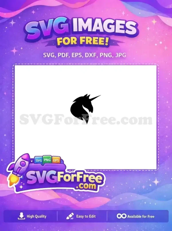 Free Minimalist Head Free Silhouette Unicorn Free SVG