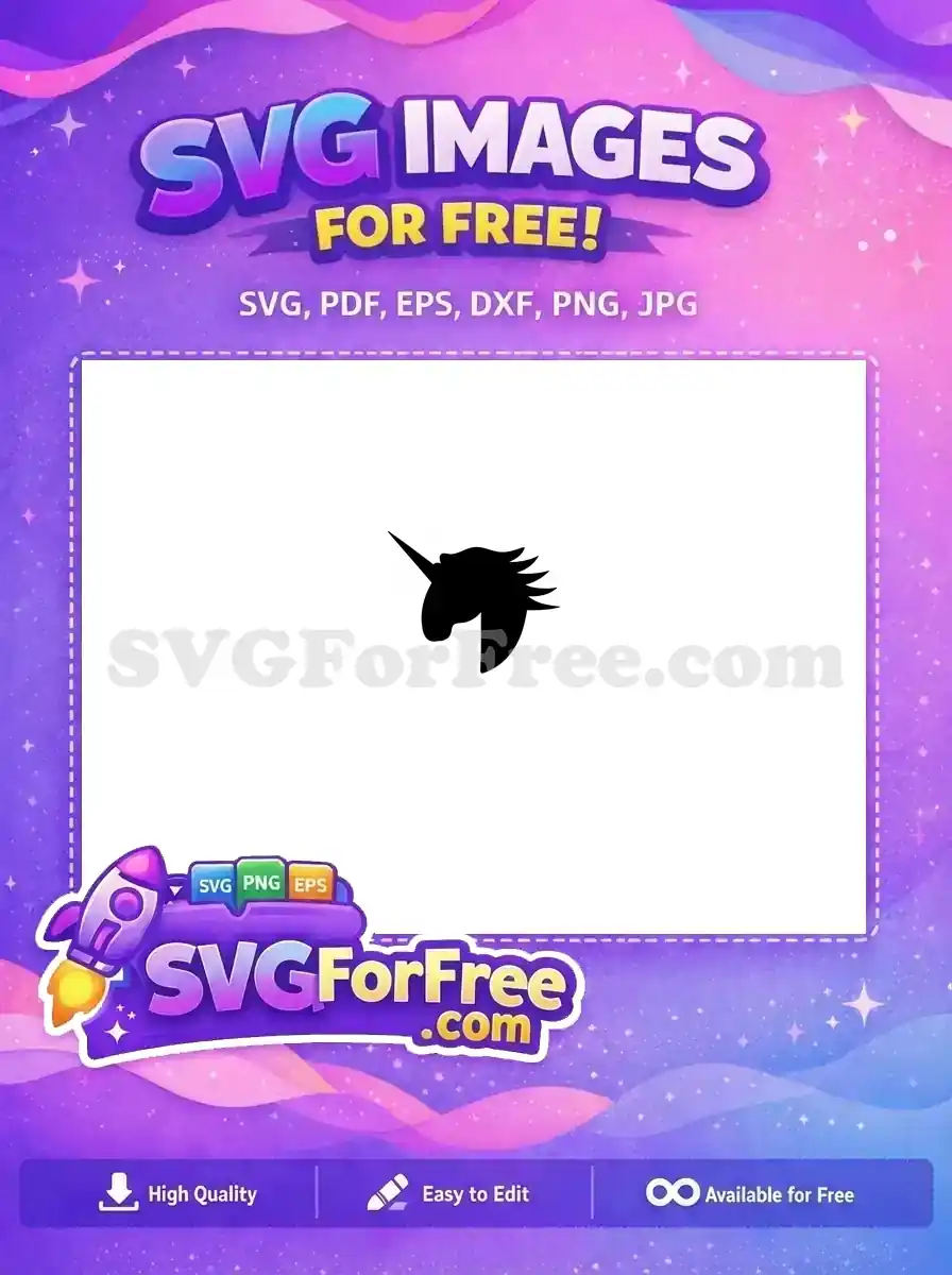 Free Black Unicorn Head Free Silhouette Magical Creature Free SVG
