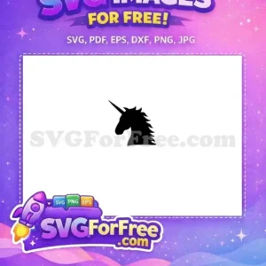 Free Black Silhouette Free Majestic Mane Unicorn Head Free SVG