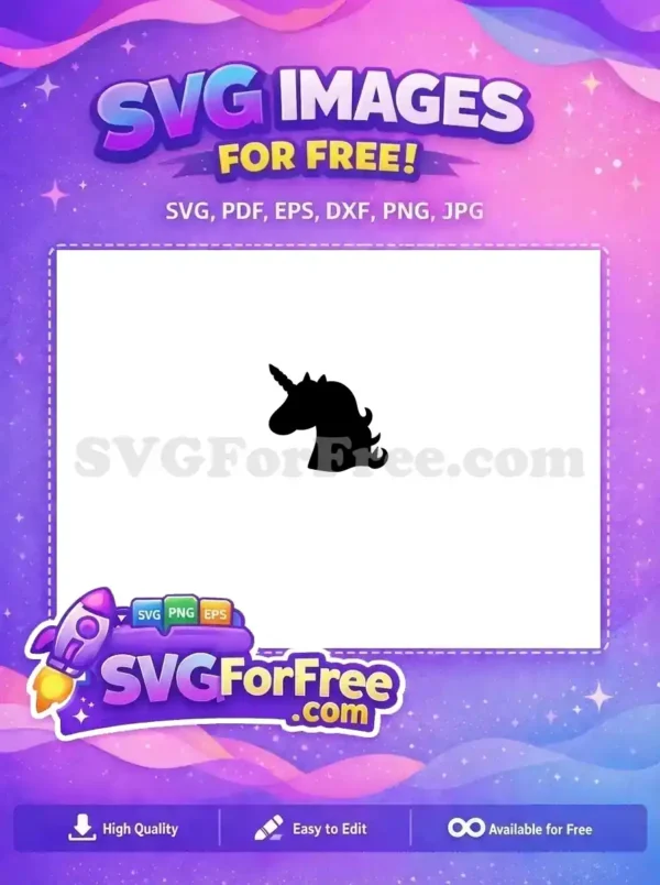 Free Black Silhouette Free Cute Horn Unicorn Free SVG