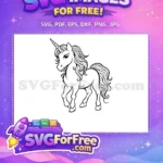 Free Flowing Mane Free Elegant Horn Unicorn Free SVG 2 - Instant Download