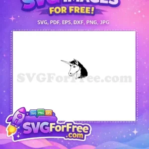 Free Black Mane Free Sharp Horn Unicorn Head Free SVG