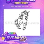Free Flowing Mane Free Detailed Horn Elegant Unicorn Free SVG - Instant Download