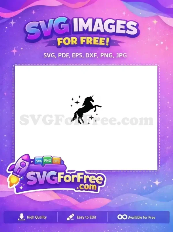 Free Silhouette Unicorn Free Rearing Stars Design Free SVG