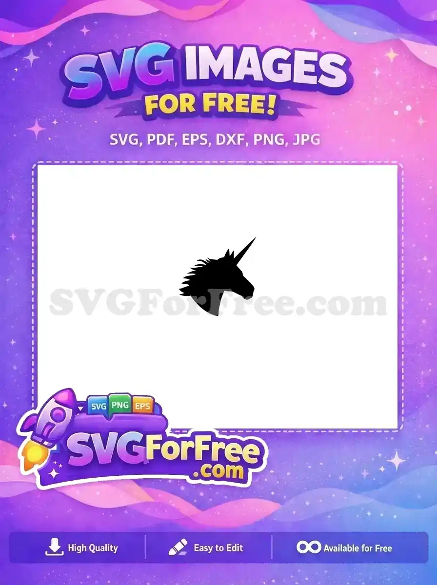 Free Black Silhouette Free Unicorn Head Simple Free SVG 2