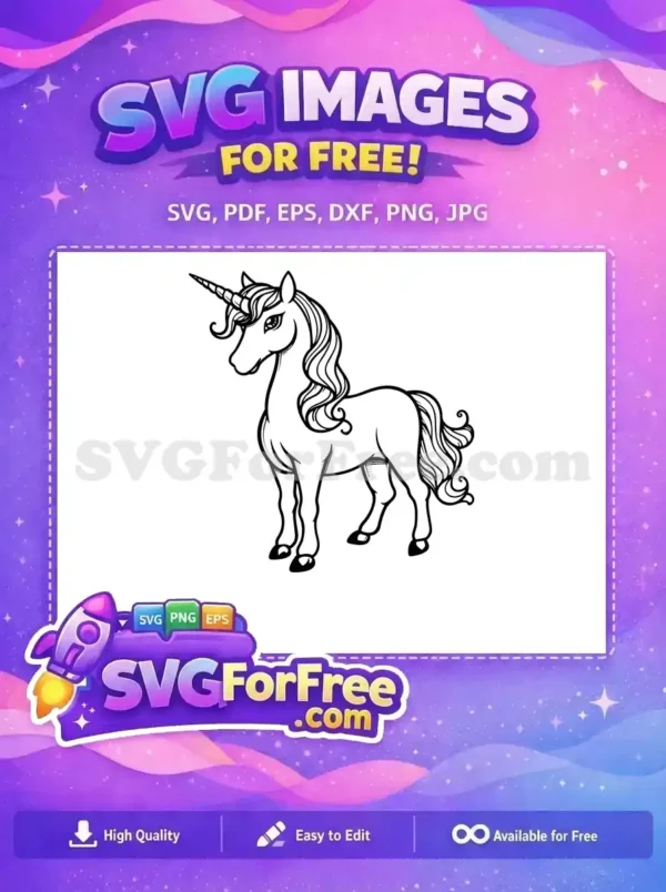 Free Cute Unicorn Free Rainbow Mane Magical Free SVG 2