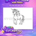 Free Flowing Mane Free Curled Horn Magical Unicorn Free SVG - Instant Download