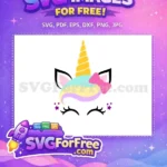 Free Pastel Rainbow Free Pink Bow Unicorn Free SVG - Instant Download