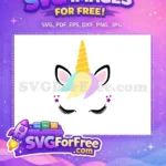 Free Pastel Unicorn Free Golden Horn First Birthday Free SVG - Instant Download