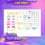 Free Colorful Horns Free Eyelashes Birthday Party Free SVG - Instant Download