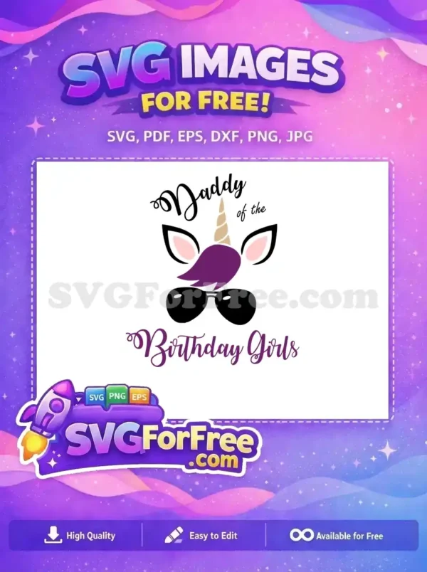 Free Daddy Unicorn Free Birthday Girls Family Free SVG