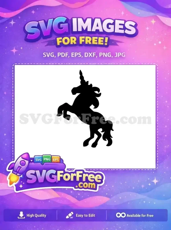 Free Rearing Pose Free Silhouette Unicorn Magical Free SVG