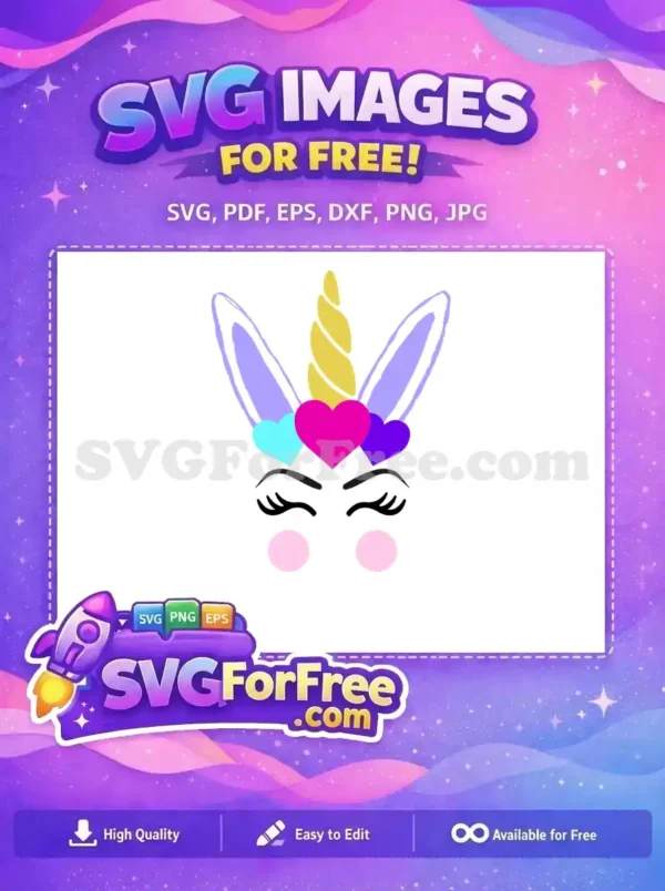 Free Eyelash Unicorn Free Colorful Hearts Magical Free SVG