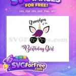 Free Grandpa Unicorn Free Birthday Girl Purple Free SVG - Instant Download