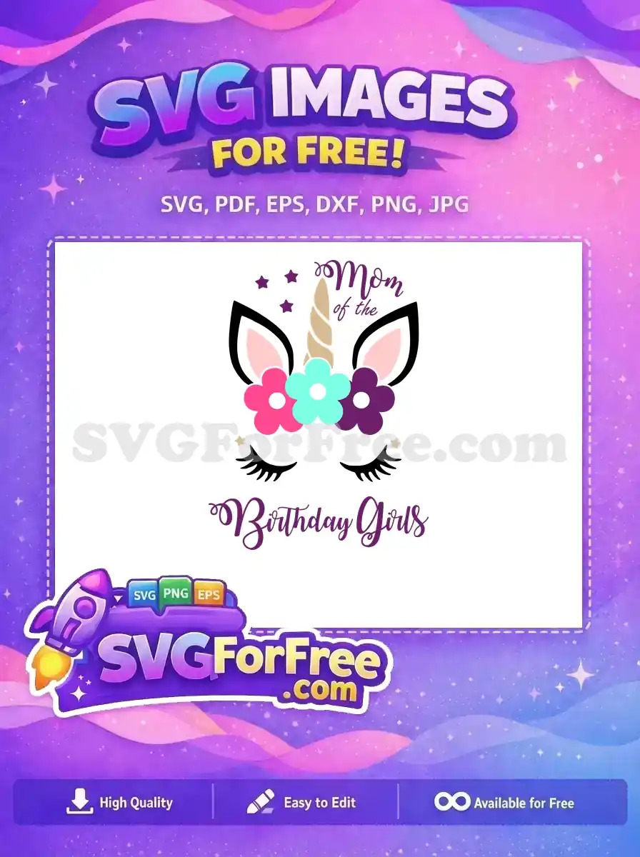 Free Eyelash Unicorn Free Colorful Flowers Birthday Girls Free SVG
