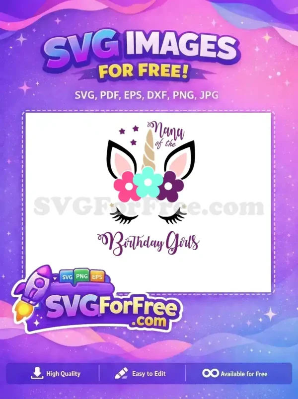 Free Eyelashes Flowers Nana Birthday Girls Free Unicorn Free SVG