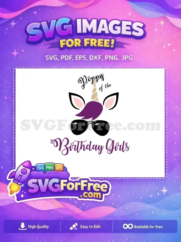 Free Sunglass Unicorn Free Birthday Girls Poppy Free SVG