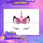 Free Pink Bow Free Eyelash Unicorn Free SVG - Instant Download