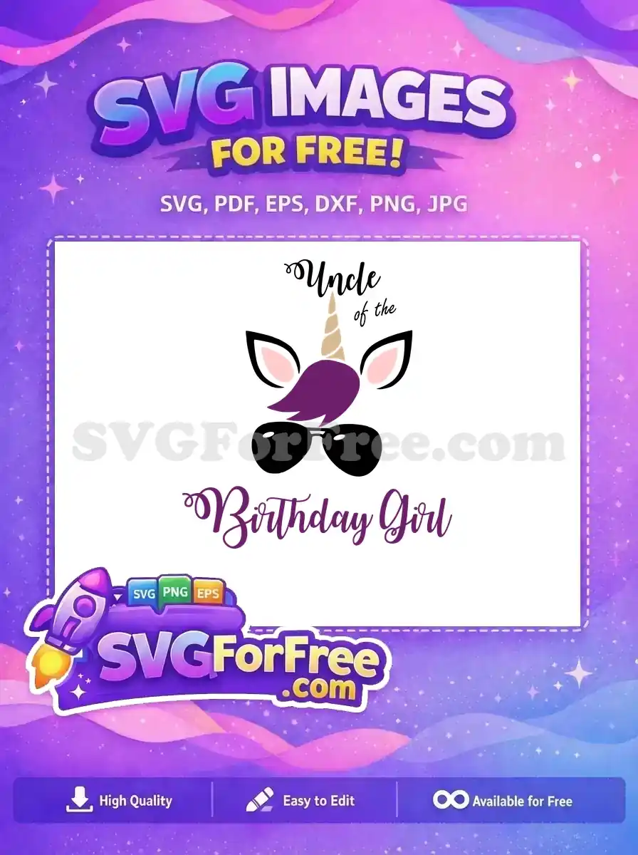 Free Purple Hair Free Sunglasses Unicorn Birthday Free SVG