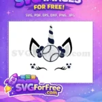 Free Baseball Unicorn Free Flowers Stars Design Free SVG - Instant Download