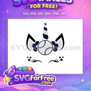 Free Baseball Unicorn Free Flowers Stars Design Free SVG