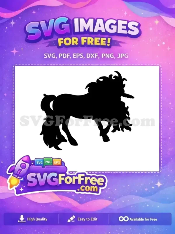 Free Fluffy Mane Free Curly Tail Unicorn Free SVG