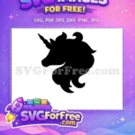 Free Black Silhouette Free Curled Mane Unicorn Free SVG 1 - Instant Download