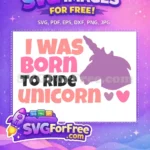 Free Pink Letters Free Purple Unicorn I Was Born Free SVG - Instant Download