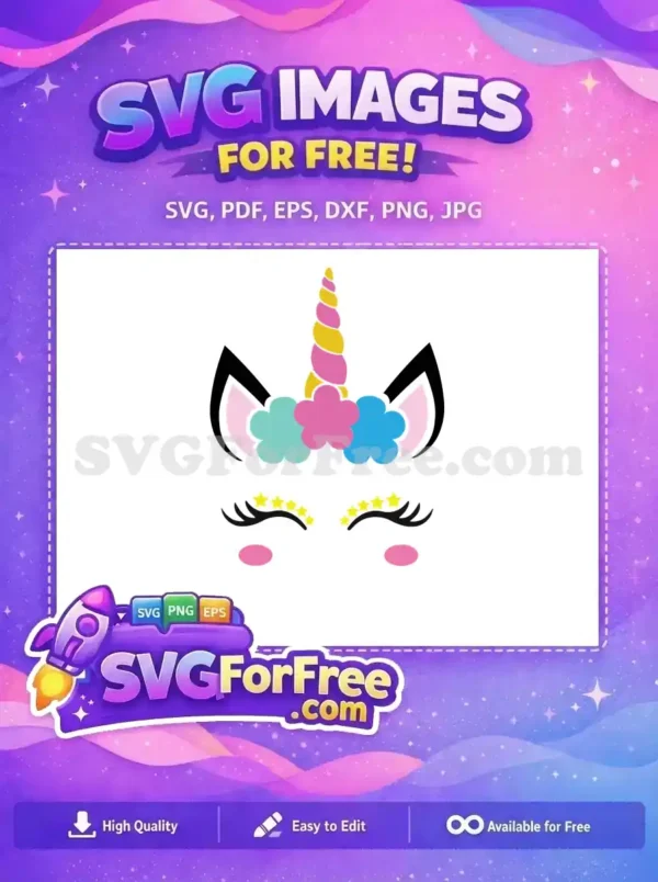 Free Colorful Flower Crown Free Star Eyelashes Unicorn Free SVG